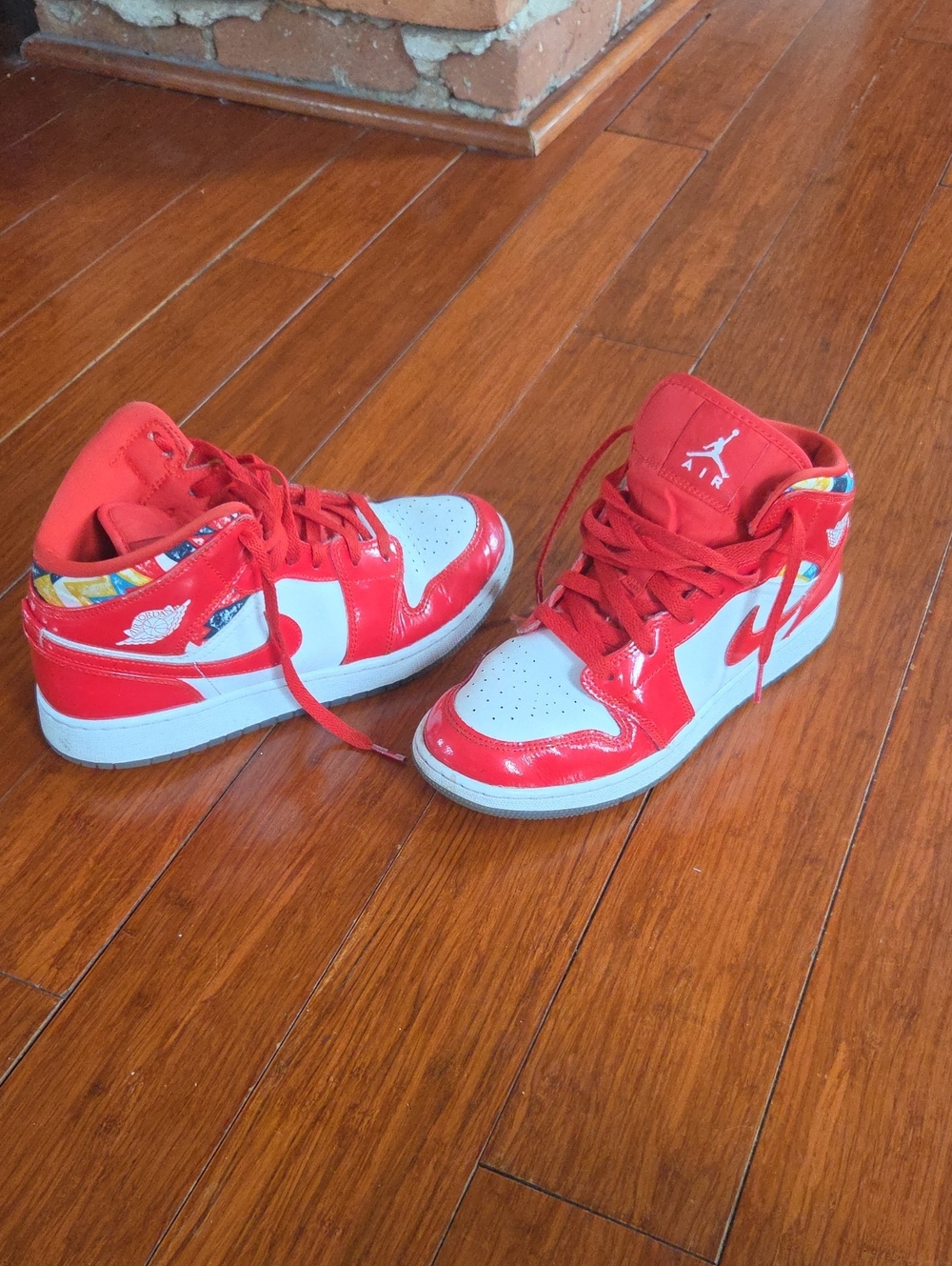 Jordan Kids' Red and White High-Top Sneakers
